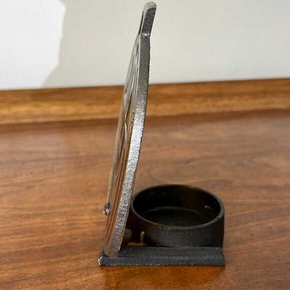 Vintage Jack-O-Lantern Tea Light Holder | Stained Glass & Cast-Iron Halloween - Picture 8 of 10